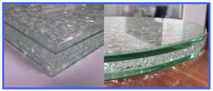 Office Furniture Cracked Ice Table Top Glass Laminated Transparent