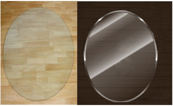 China Fireplaces Oval Glass Hearth Plate Custom Sizes With 18mm Bevel Edges supplier