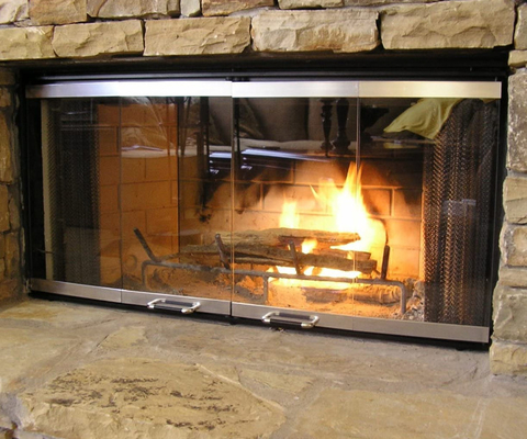 China Tempered Glass Panel Fireplace Glass Door supplier