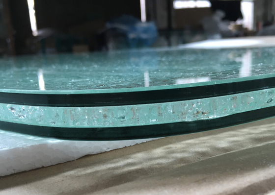 Office Furniture Cracked Ice Table Top Glass Laminated Transparent supplier