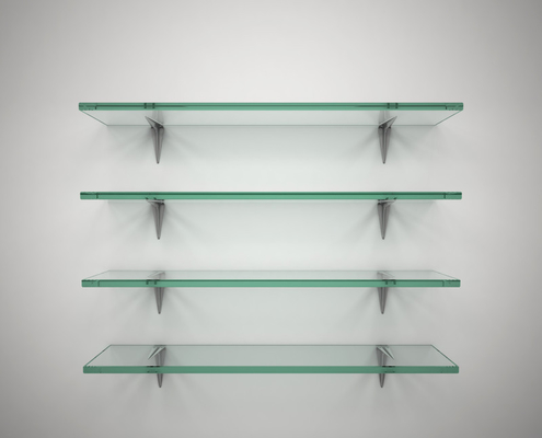 Supermarket Clear Tempered Glass Shelves Impact Resistance supplier