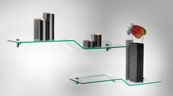 Clear Decorative Glass Wall Shelves , Tempered Glass Shelves Shower supplier