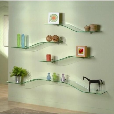 Clear Decorative Glass Wall Shelves , Tempered Glass Shelves Shower supplier