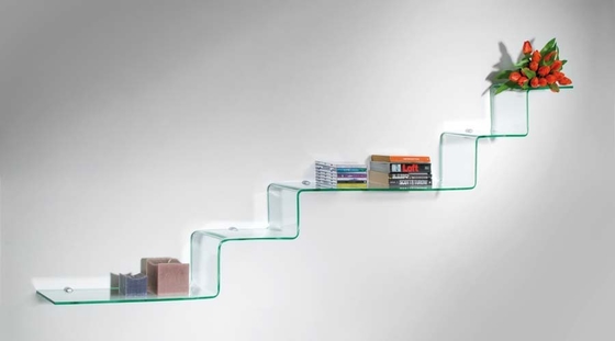 Curved Decorating Glass Shelves For Book Shelf 8 Mm Durable supplier
