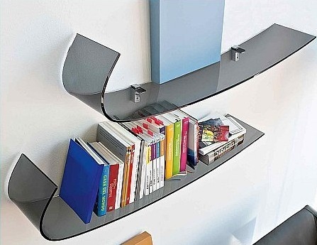 J Shape Grey Bent 8 MM Tempered Glass Shelves , Window Glass Shelves supplier